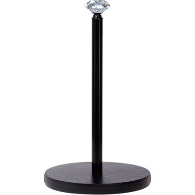 Oboding Küchenrollenhalter Stehend Schwarz mit Kristallglas-Knauf und