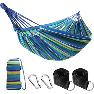 ANYOO Hängematte Outdoor Baumwolle mit Baumfreundlichen Gurten, Tragbar mit