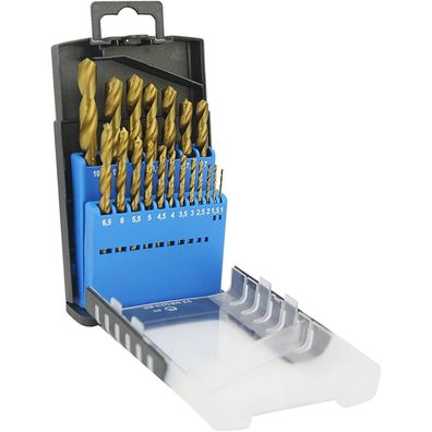 Nortools HSS-Bohrer mit TiN-Beschichtung, rundem Schaft, 19-teiliges Set