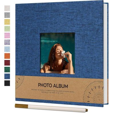 Vienrose Selbstklebendes Fotoalbum 17x18cm Marineblau mit 40 Weißen Seiten für