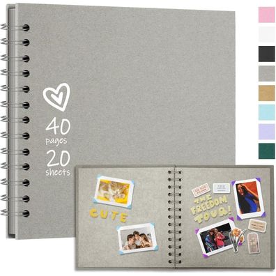 Vienrose DIY Fotoalbum 20,5x20,5 cm, Hellgrau, Hardcover Spiralalbum zum