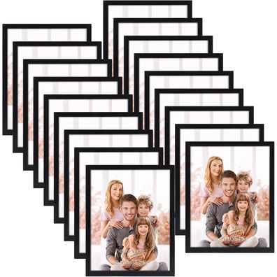 Hoikwo 18er Set Bilderrahmen 20x25 cm Schwarz für Wand oder Tisch, Fotorahmen