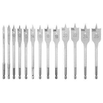 Nortools HCS Flachbohrer Set 13-teilig 6-25mm mit 1/4 Schnellwechsel-Schaft für