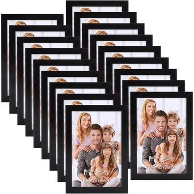 Hoikwo 18er Set Bilderrahmen 10x15 cm Schwarz für Wand oder Tischaufsteller