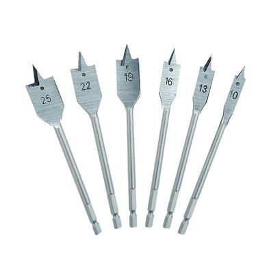 Nortools 6tlg. Flachbohrer Set für Holzbearbeitung, 1/4" Quick Change Welle