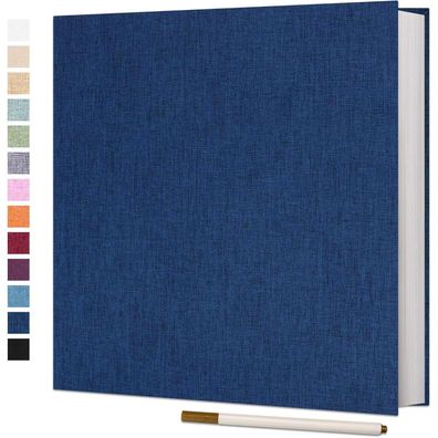 Vienrose Selbstklebendes Fotoalbum aus Leinen, 33x32cm, Blau, 60 Seiten für