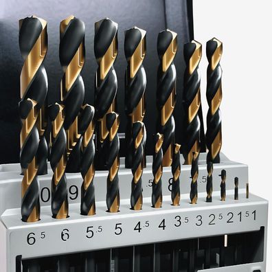 Nortools Metallbohrer Set 19-tlg HSS M2 Turbobohrer Spiralbohrersatz für