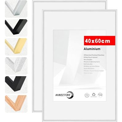 Himeetime 2x Bilderrahmen 40x60cm Silber Metall Rahmen | Dokumentenrahmen