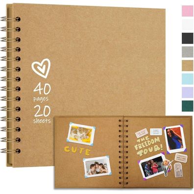 Vienrose DIY Fotoalbum zum Selbstgestalten, 20,5x20,5 cm, Hardcover Kraftpapier