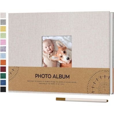 Vienrose Selbstklebendes Fotoalbum aus Leinen, 21,5x30cm, Beige - Ideal für