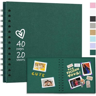 Vienrose DIY Fotoalbum Dunkelgrün 20,5x20,5 cm, Hardcover Spiralalbum Scrapbook