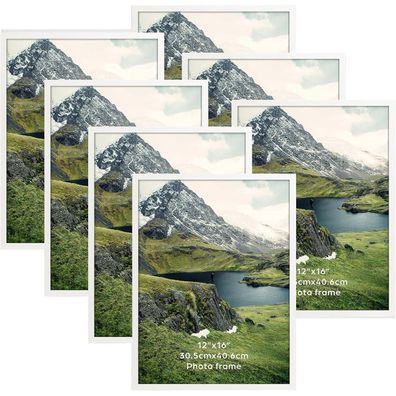 Giftgarden 7er-Set Weiß Bilderrahmen 30x40 cm - Klassischer Fotorahmen für