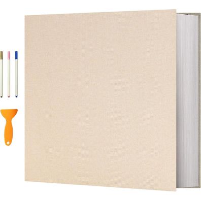 Vienrose Selbstklebendes Fotoalbum Groß Leinen 33x32cm Beige, 120 Seiten für
