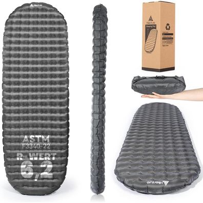 Hikenture Ultraleichte 8cm dicke Camping Isomatte mit 6,2 R-Wert, 198cm, Grau