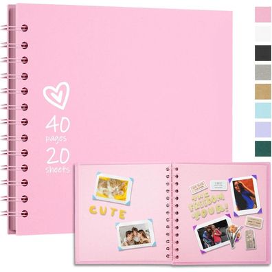 Vienrose Fotoalbum zum Selbstgestalten 18x18 cm, Hardcover Scrapbook mit 40