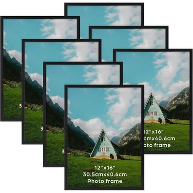 Giftgarden 7er-Set Schwarze Bilderrahmen 30x40 cm für Wandmontage, Klassisches