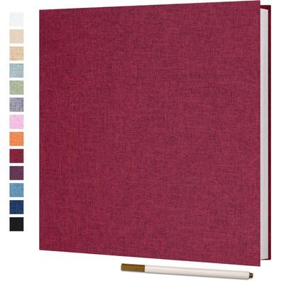 Vienrose Selbstklebendes Leinen Fotoalbum zum Selbstgestalten, 28x27cm, Rot, 40