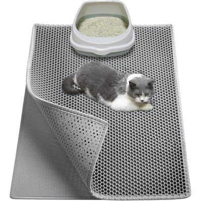 Garoopion Katzenklo Matte 76x61cm EVA Wabenmatte Grau, Doppellagig