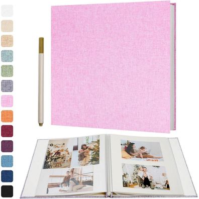 Vienrose Selbstklebendes Leinen Fotoalbum zum Selbstgestalten, 28x27cm, 40