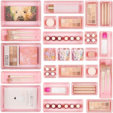 Vtopmart 25er Rosa Schubladen Organizer Set mit 4 Größen für Make-up, Küche