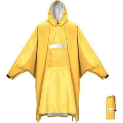 ANYOO Leichter Wasserdichter Regenponcho mit Ärmeln und Kapuze, Einheitsgröße