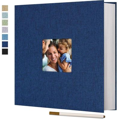 Vienrose Selbstklebendes Fotoalbum Groß Leinen 120 Seiten Blau - Ideal für