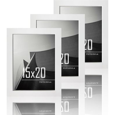 Vuvuzula Bilderrahmen 15x20cm Weiß Holz MDF 6x8 Zoll Fotorahmen 3er Set