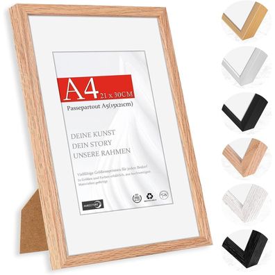 Himeetime Bilderrahmen Eiche Natur, DIN A4 (21x29.7cm) oder A5 (15x21cm) mit