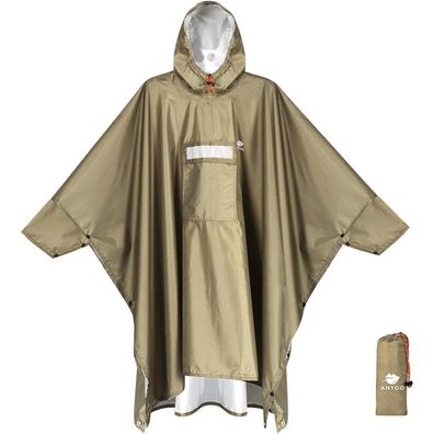 ANYOO Leichter Wasserdichter Regenponcho mit Ärmeln, Belüftet, Mehrzweck