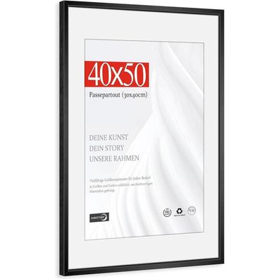 Himeetime Bilderrahmen 40x50 cm Aluminium Gebürstet Schwarz mit bruchsicherem