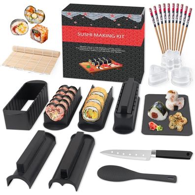 SKYSER Sushi Maker Set, 20-teiliges Kit für Anfänger, komplett mit Rollmatte