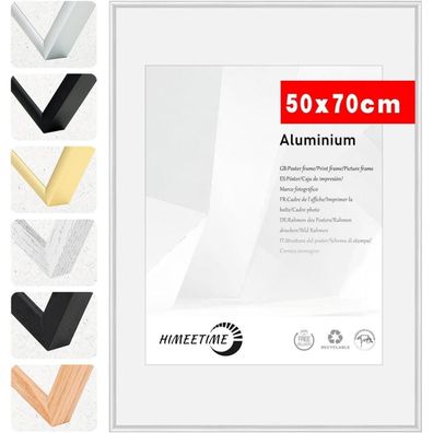 Himeetime Bilderrahmen 50x70 cm Silber Metall Rahmen für Dokumente, Poster und