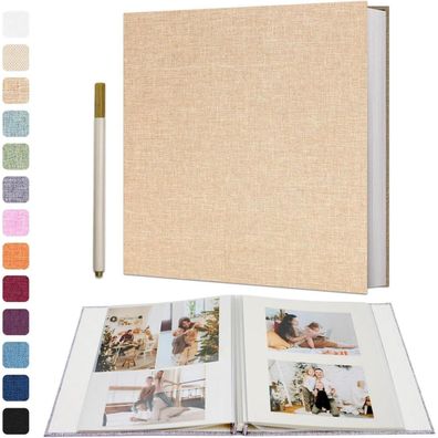 Vienrose Selbstklebendes Leinen Fotoalbum 28x27cm Khaki, 60 Weiße Seiten, für