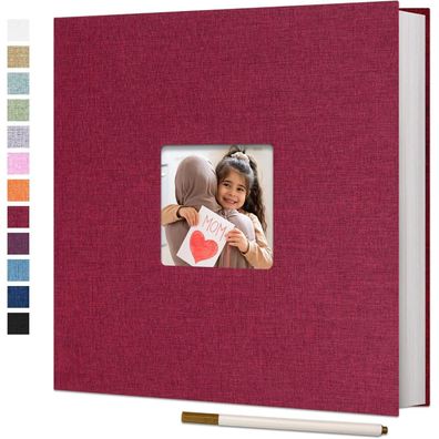 Vienrose Selbstklebendes Leinen Fotoalbum zum Selbstgestalten, 28x27cm, 40