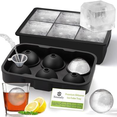 Sinnsally XXL Eiswürfelform Silikon mit Deckel für Eisbälle und große