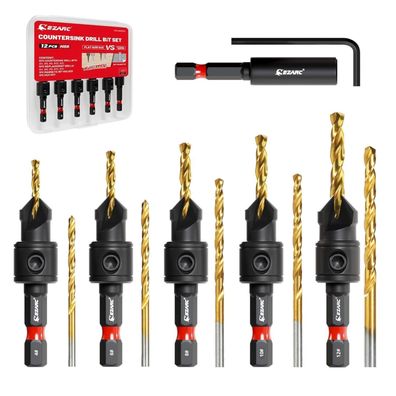 EZARC Senkbohrer Holz 12-teiliges Set mit magnetischem Bithalter und