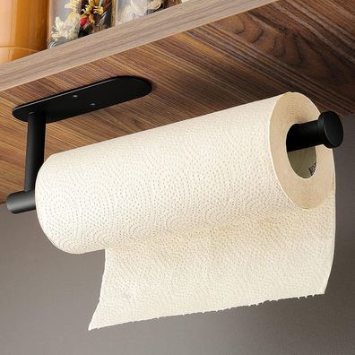 Kegii Küchenrollenhalter ohne Bohren - Edelstahl Rollenhalter Schwarz für die