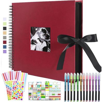 Vienrose Fotoalbum 30x30 cm Spiralalbum DIY Fotobuch mit 80 schwarzen Seiten