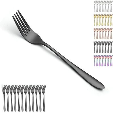 Berglander Schwarze Tafelgabel Set mit 12 Stück, 20.5cm Edelstahl, für