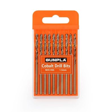 Gunpla Kobalt Bohrer Set 1.5mm 10-tlg. M35 HSS Spiralbohrer für Edelstahl