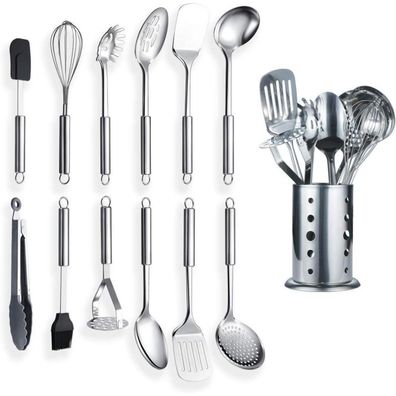 Berglander Edelstahl Küchenutensilien Set mit Ständer, 13-teilig