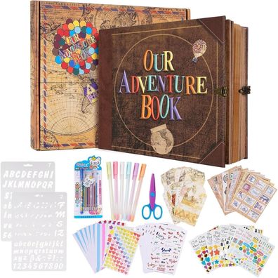 JIMBON Unser Abenteuer Buch Scrapbook Fotoalbum, 146 Seiten, Hard Cover, DIY