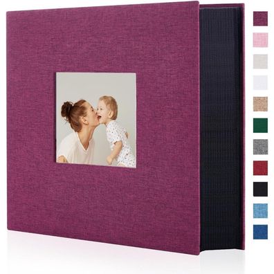 Miaikoe Fotoalbum 10x15 Leinen, großes Fassungsvermögen für 1000 Fotos, violett