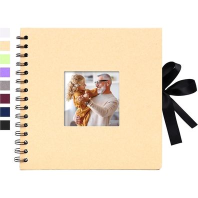 Vienrose Scrapbook Fotoalbum 20,5x20,5 cm, DIY Spiralalbum mit 40 schwarzen