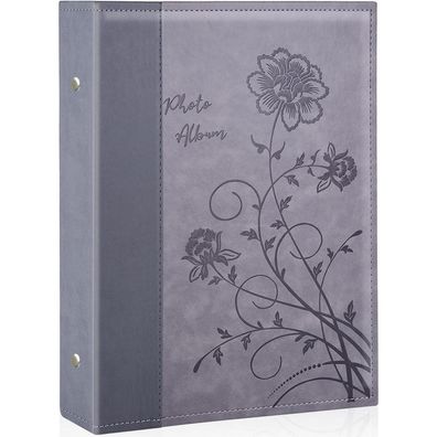 Miaikoe Fotoalbum 10x15 cm, großes Cover Album für 300 Fotos, Grau in Lederoptik