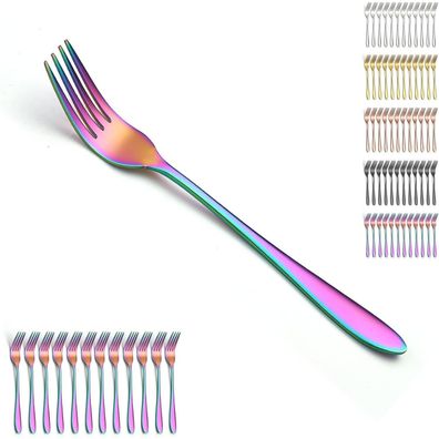 Berglander Regenbogen 12er-Set Edelstahlgabeln - Robust, spülmaschinenfest und