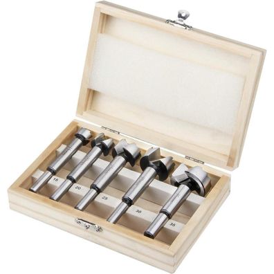 HPHOPE Forstnerbohrer Set 5-teilig für Holz Ø15-35mm, inkl. Aufbewahrungskoffer
