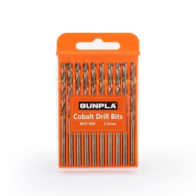Gunpla M35 HSS Cobalt Spiralbohrer Set, 10-teilig, 3.5mm für Edelstahl