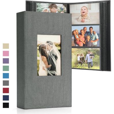 DazSpirit Fotoalbum 10x15 cm zum Einstecken - Leinen-Fotobuch mit 300 Taschen