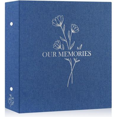 Lanpn Fotoalbum 10x15 Leinen "OUR Memories" Einsteckalbum für 600 Fotos Blau